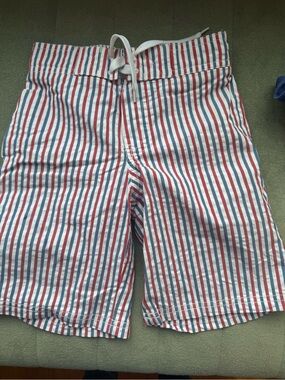 Janie and Jack Red, Blue and White Striped Boys Swim Trunks